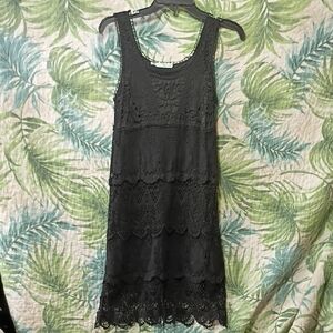 Maurices Black Crochet Detail Mini Dress